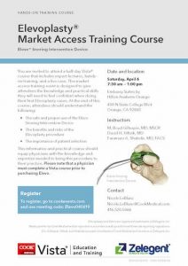 Cook Elevoplasty training course brochure for April 6, 2019 training